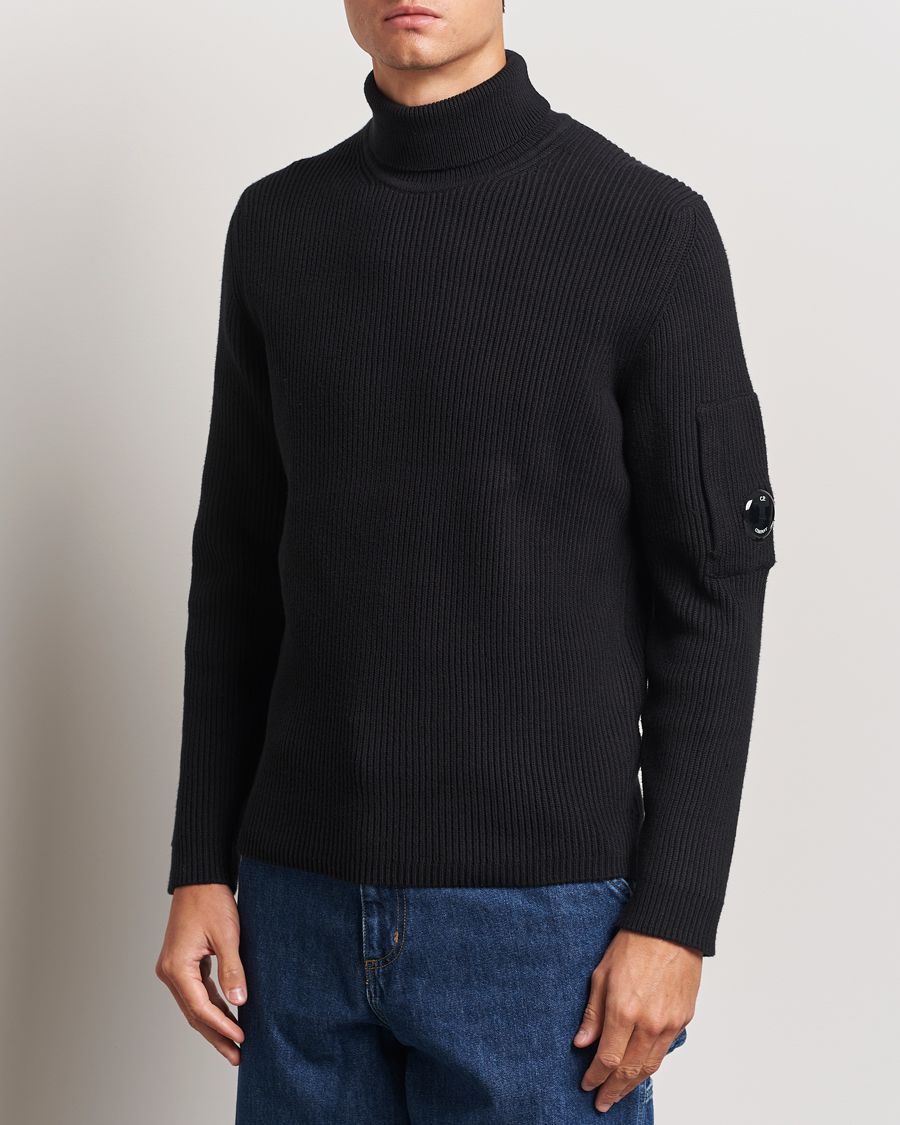 Uomini |  | C.P. Company | Full Rib Knitted Cotton Rollneck Black