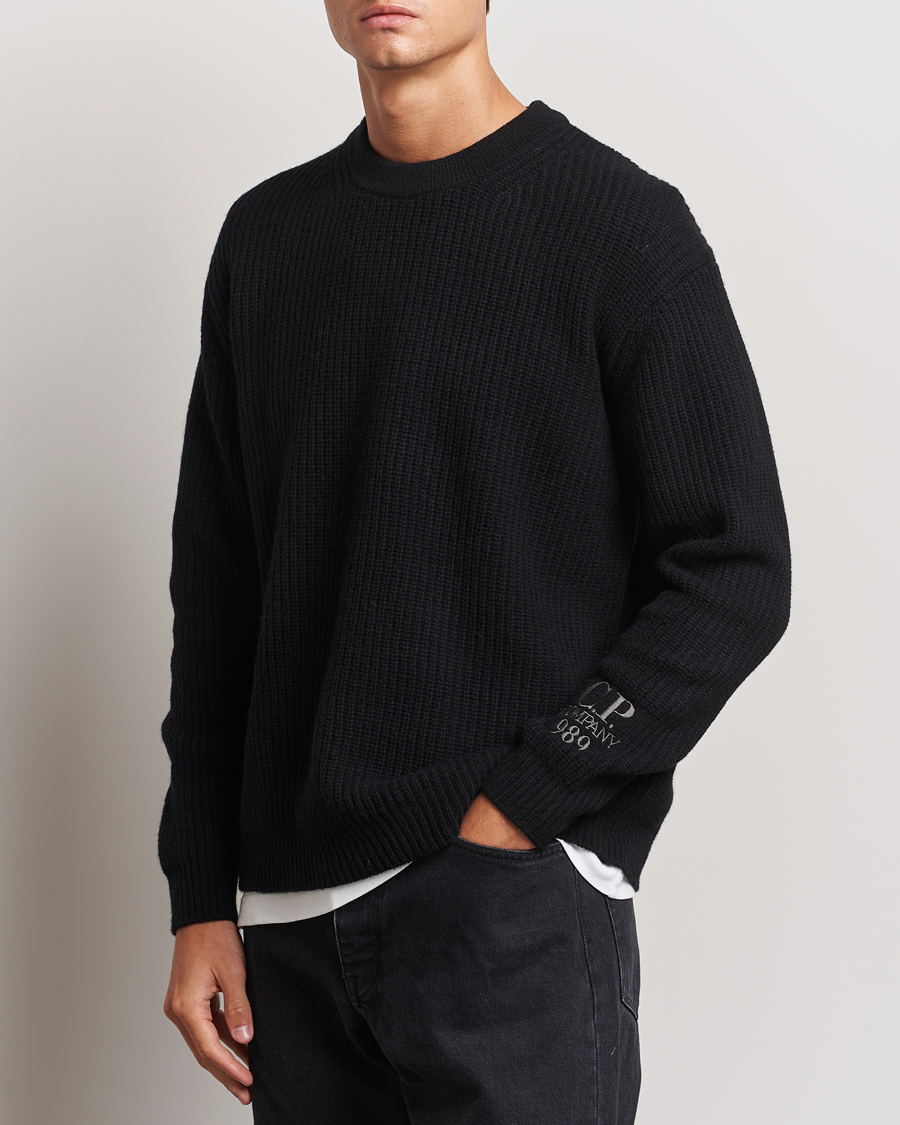 Uomini | C.P. Company | C.P. Company | Lambswool Knitted Crew Neck Black