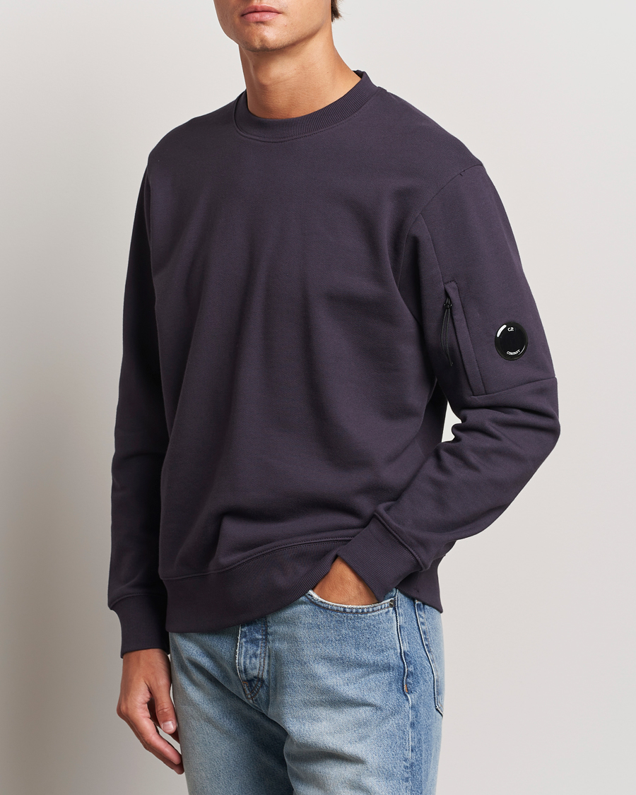 Uomini | C.P. Company | C.P. Company | Diagonal Raised Fleece Lens Sweatshirt Washed Navy