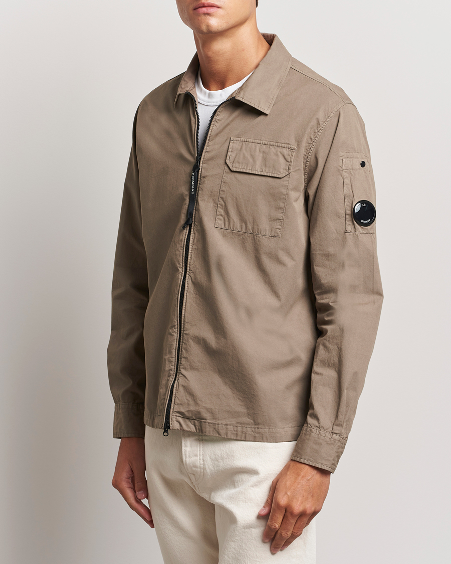 Uomini | Giacche a camicia | C.P. Company | Organic Cotton Gabardine Zip Overshirt Taupe