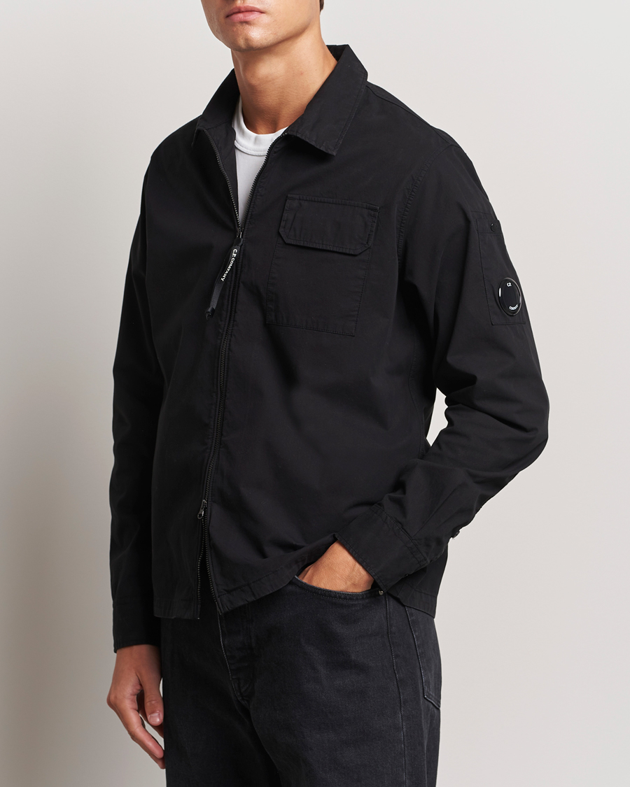 Uomini |  | C.P. Company | Organic Cotton Gabardine Zip Overshirt Black