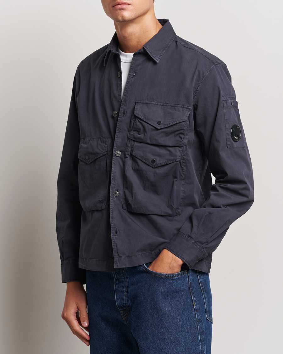 Uomini | Casual | C.P. Company | Organic Cotton Gabardine Pocket Overshirt Washed Blue