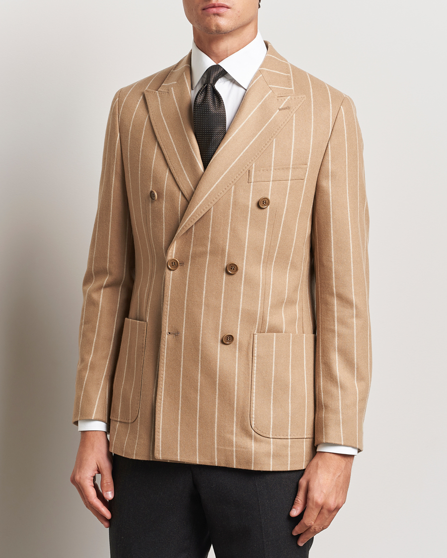 Uomini | Blazers | Morris Heritage | Cashmere Pinstripe DB Blazer Camel