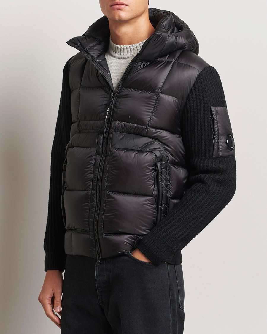 Uomini |  | C.P. Company | Merino Wool Padded Hybrid Hood Jacket Black