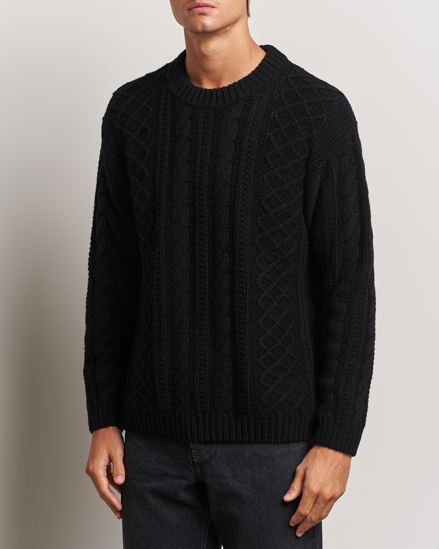 Uomini |  | C.P. Company | Heavy Knitted Lambswool Crewneck Black