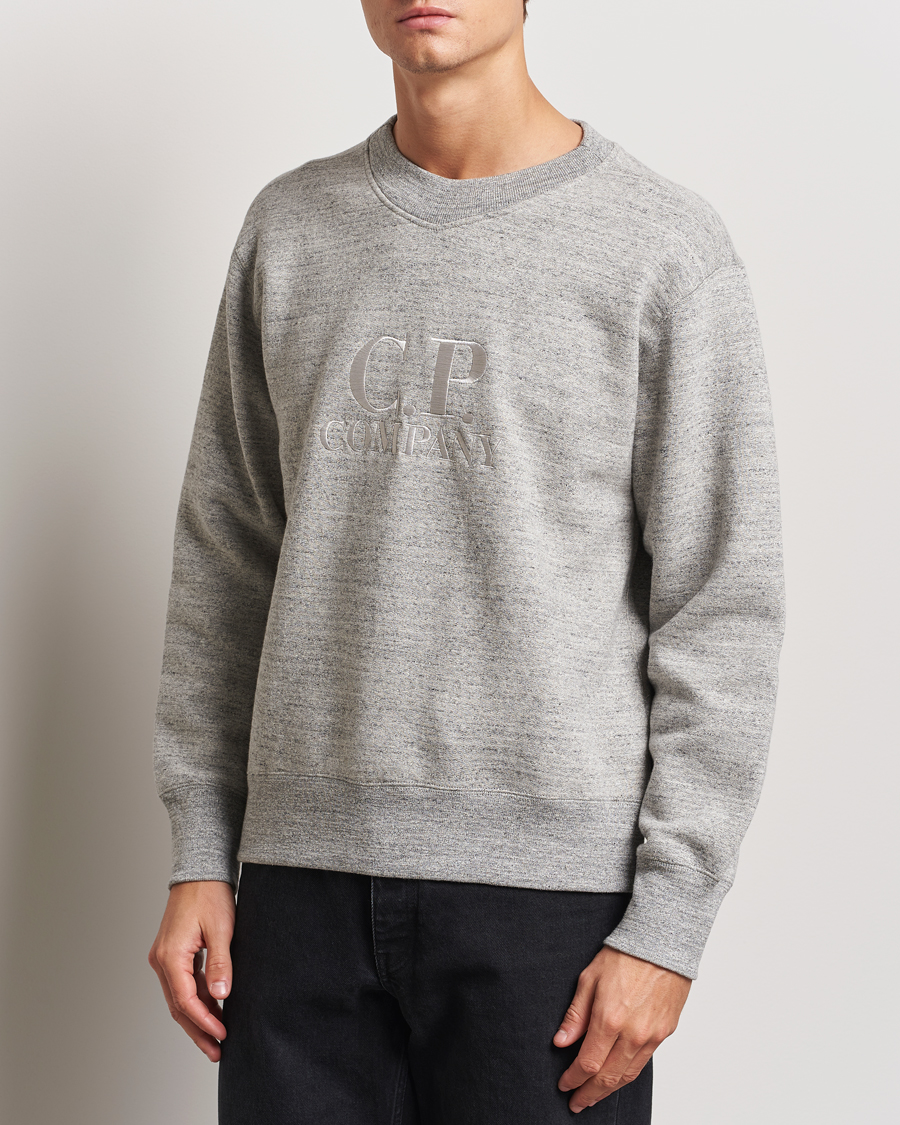 Uomini |  | C.P. Company | Japanese Fleece Logo Sweatshirt Grey Melange