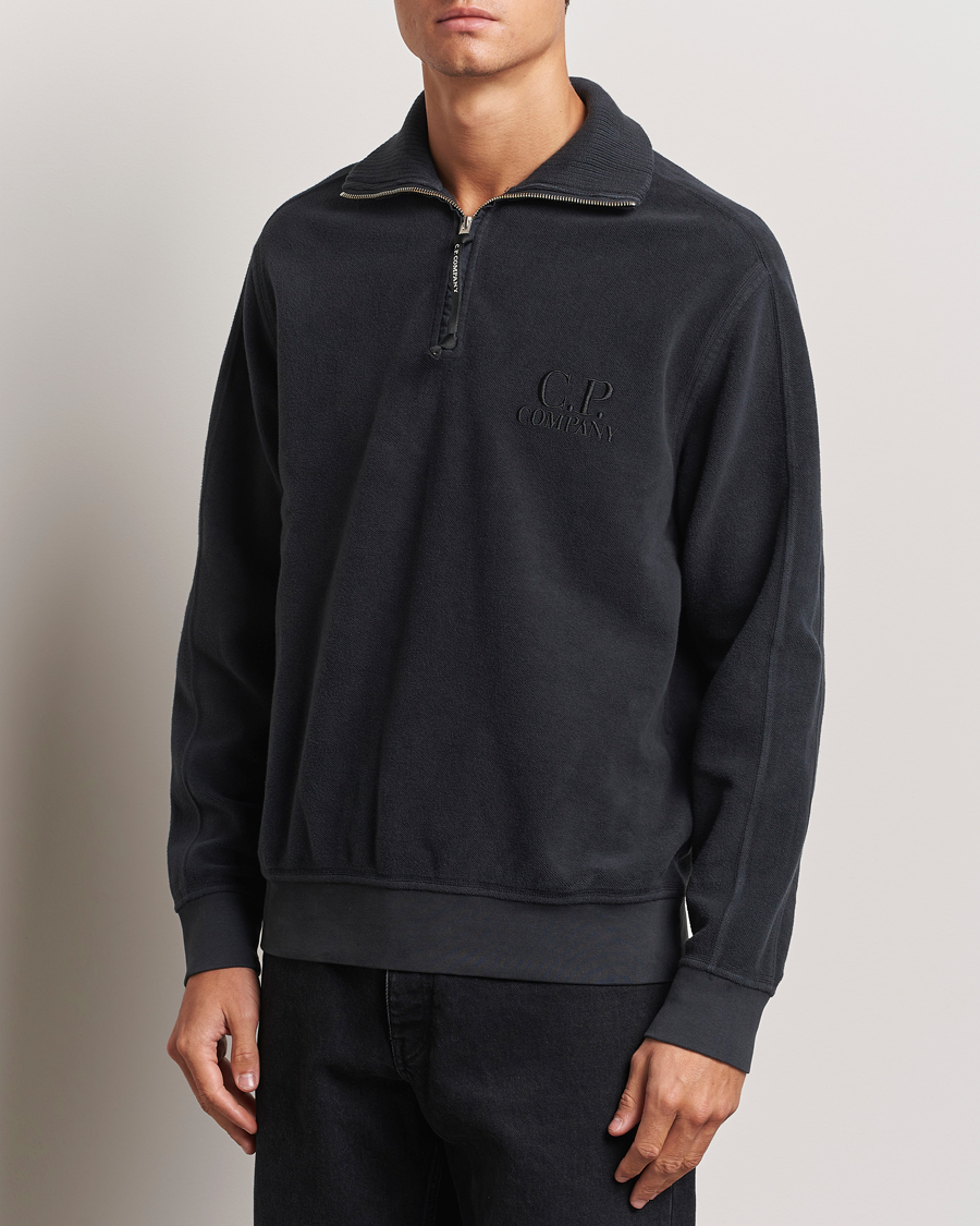 Uomini |  | C.P. Company | Brushed Diagonal Fleece Half Zip Grey Black