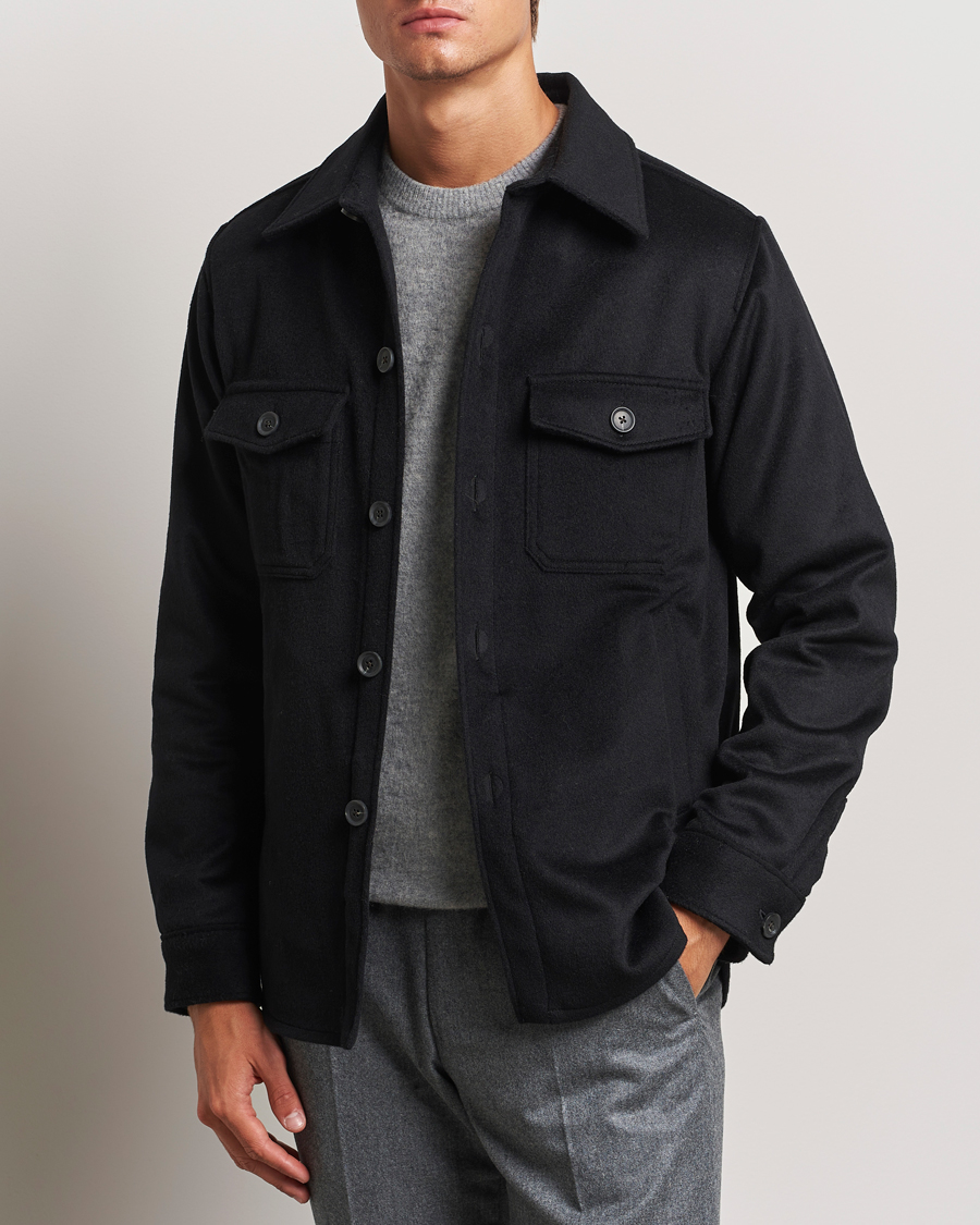 Uomini |  | Oscar Jacobson | Maverick Wool/Cashmere Shirt Jacket Black