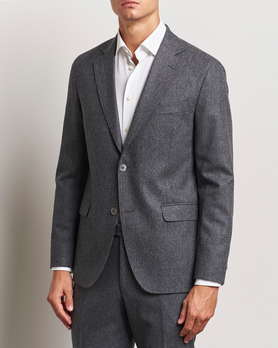 Uomini | Blazers | Oscar Jacobson | Fogerty Flannel Blazer Dark Grey