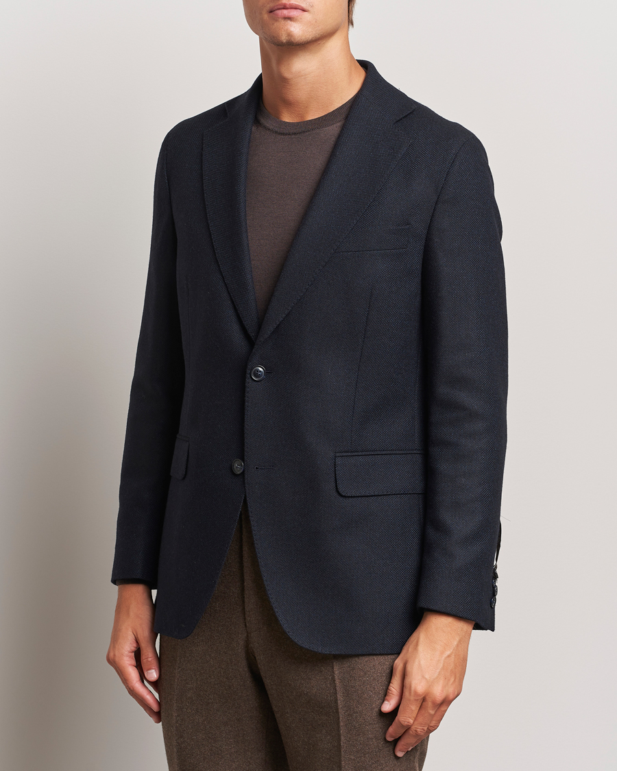 Uomini | Blazer di lana | Oscar Jacobson | Fogerty Wool Hopsack Blazer Navy