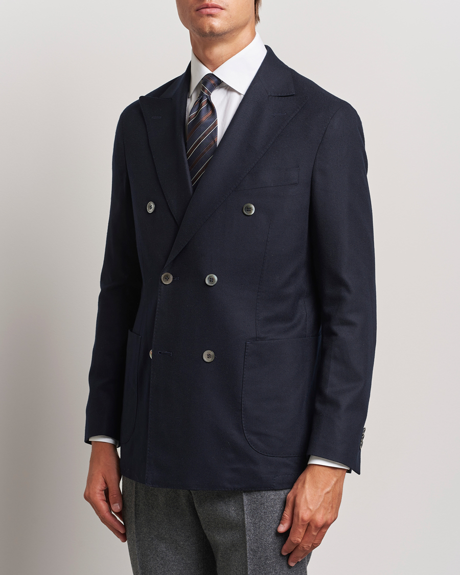 Uomini | Blazer di lana | Oscar Jacobson | Farris DB Super 150's Loro Piana Wool Blazer Navy