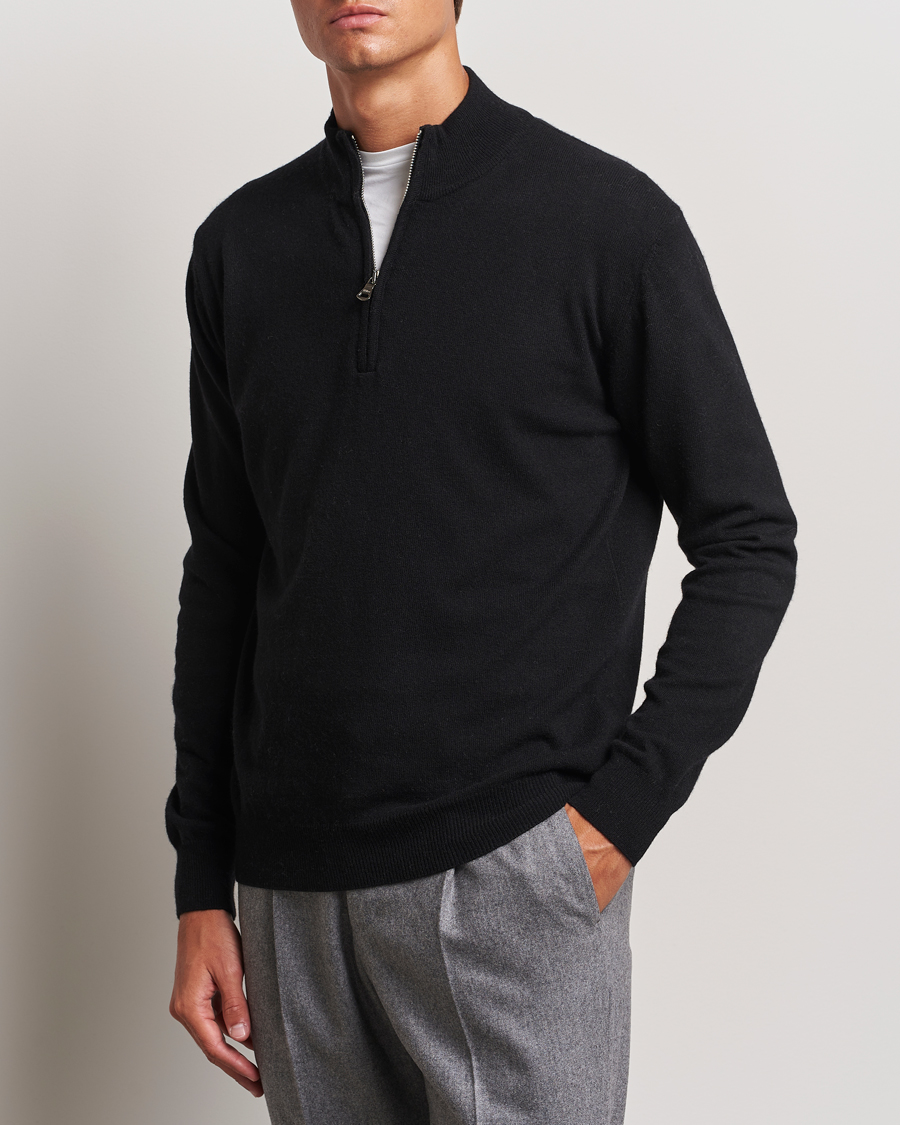 Uomini |  | Oscar Jacobson | Patton Wool/Cashmere Half Zip Black