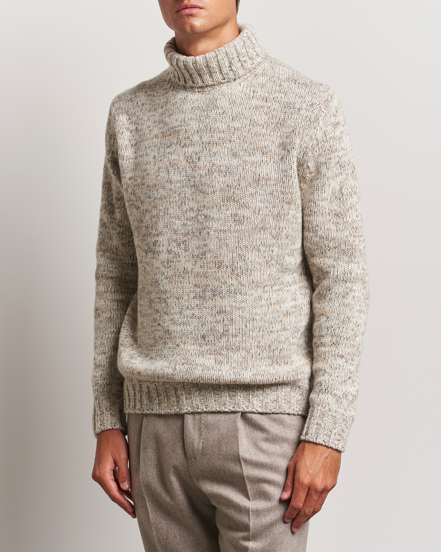 Uomini | Maglieria | Oscar Jacobson | Mika Heavy Knitted Merino Rollneck Beige