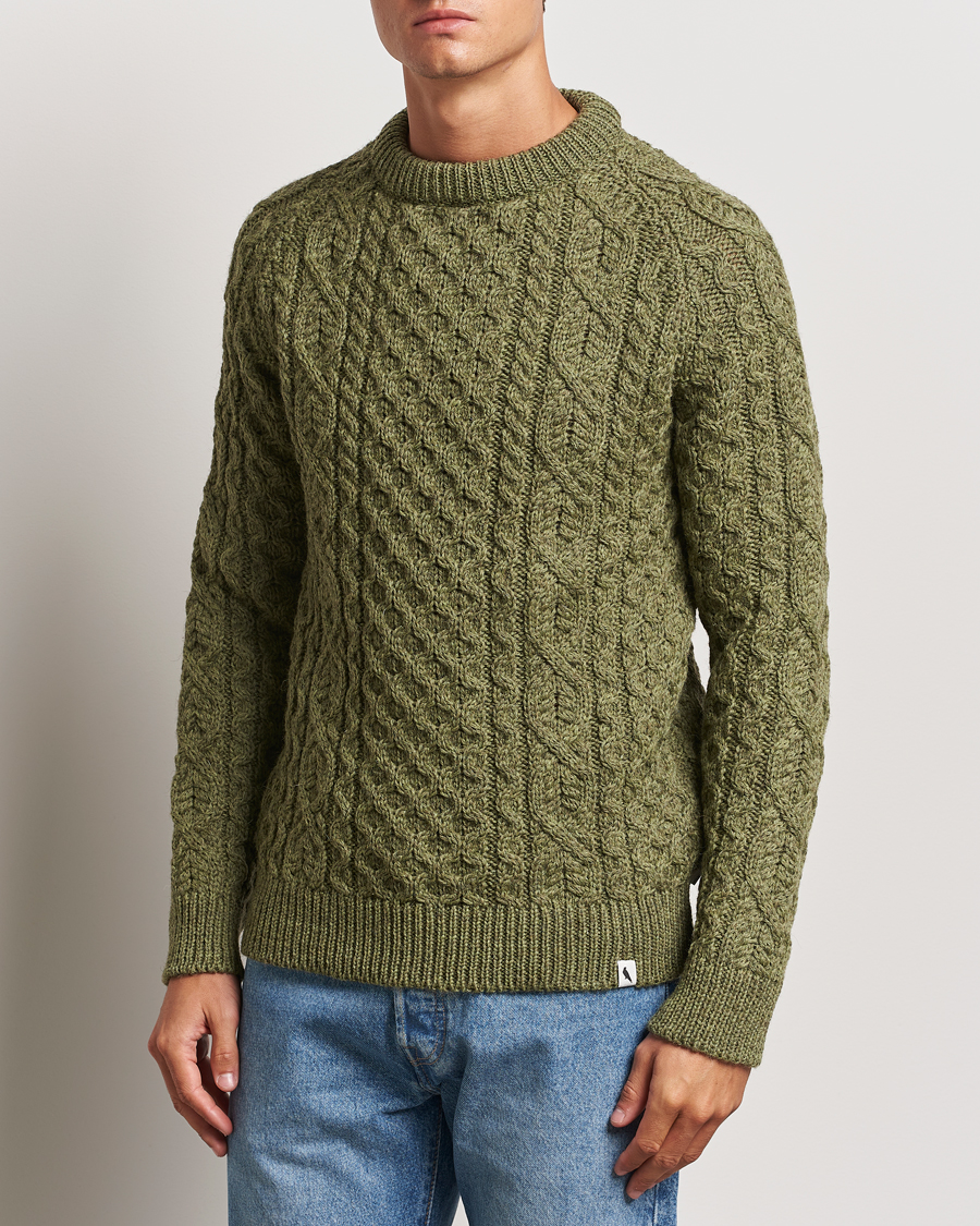 Uomini |  | Peregrine | Hudson Wool Aran Knitted Jumper Apple