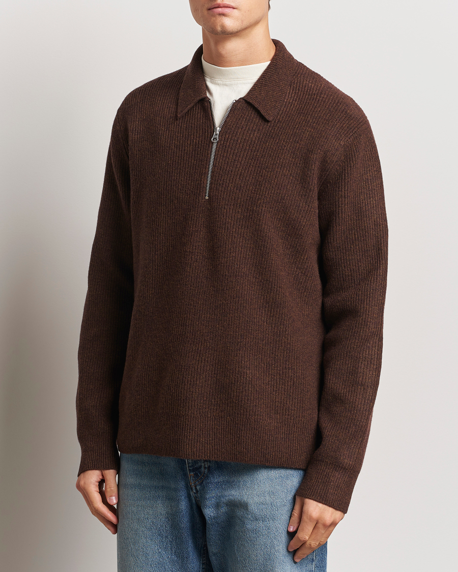 Uomini |  | Samsøe Samsøe | Saisaks  Half Zip Polo Chocolate Brown