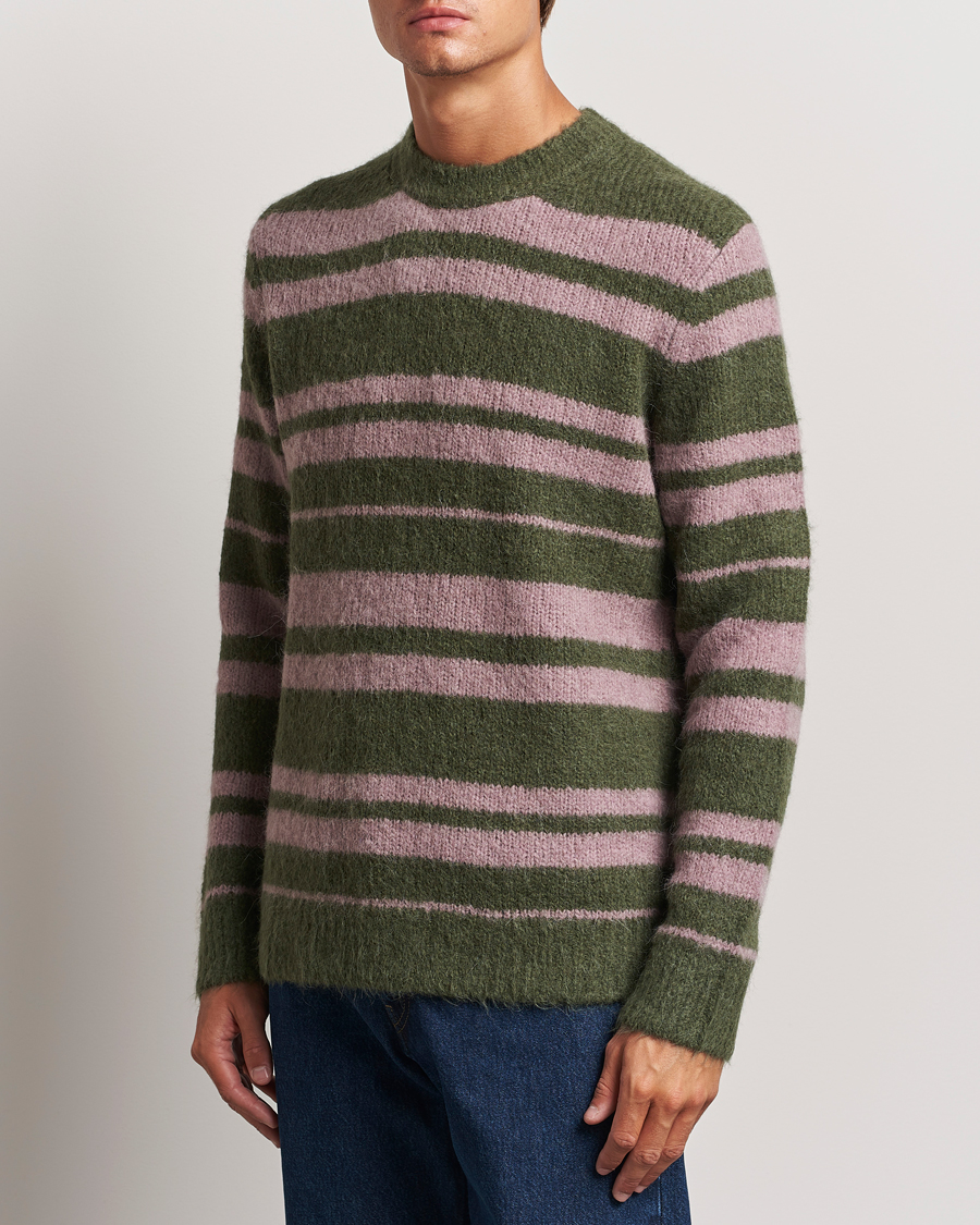 Uomini | Samsøe Samsøe | Samsøe Samsøe | Arin Mohair Striped Sweater Green/Pink