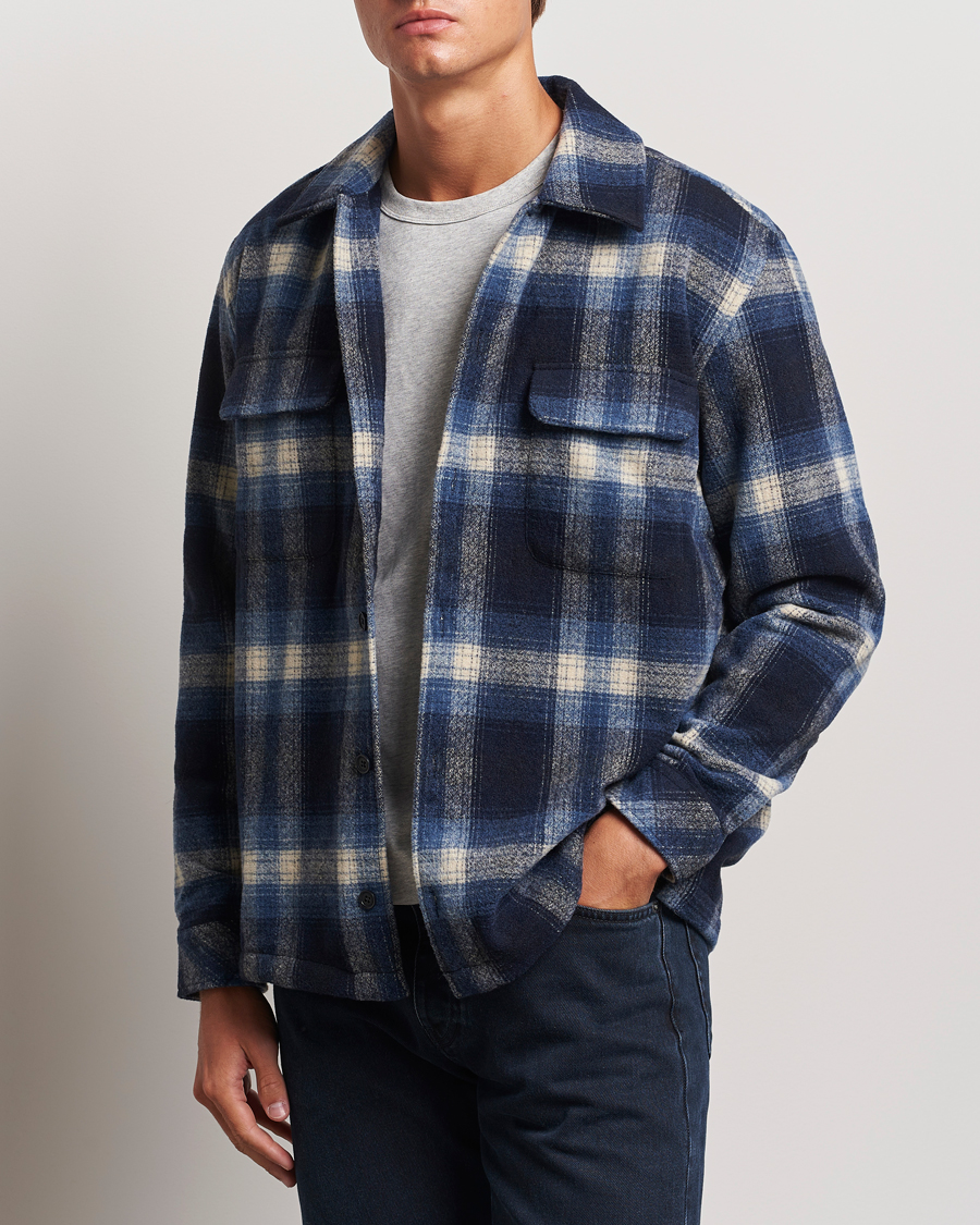 Uomini | Overshirts | Samsøe Samsøe | Castor Checked Overshirt True Navy