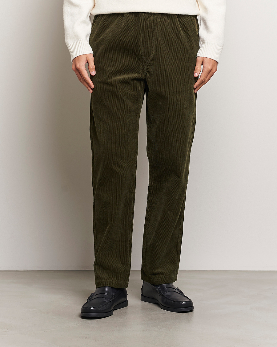 Uomini | Pantaloni | Samsøe Samsøe | Jabari Corduroy Drawstring Trousers Forest Night