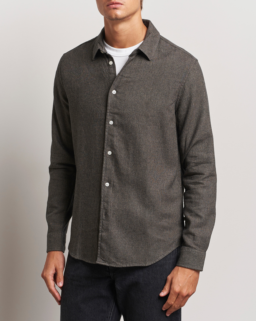 Uomini | Casual | Samsøe Samsøe | Liam Brushed Flannel Shirt Major Brown Melange