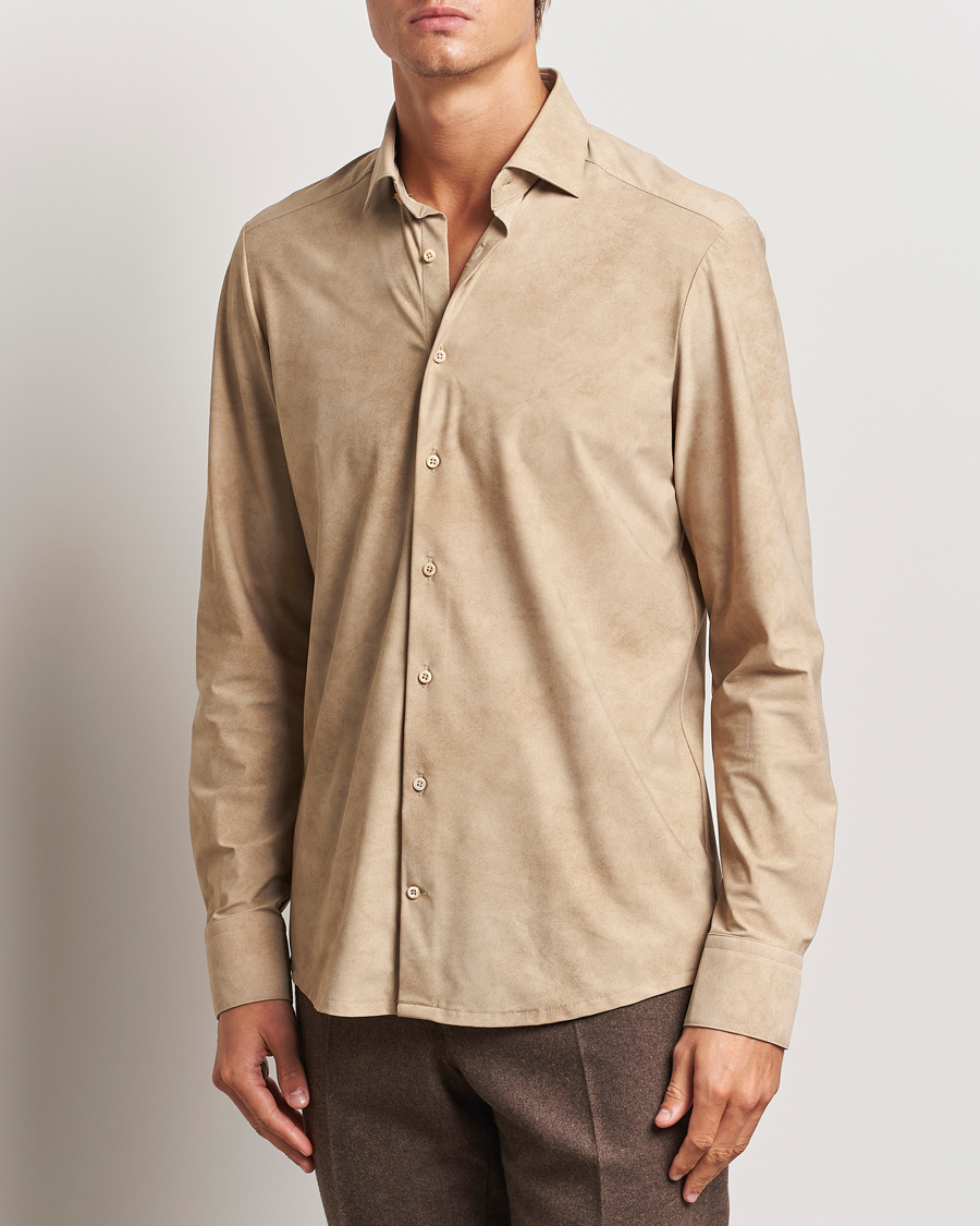 Uomini | Casual | Stenströms | Slimline 4-Way Stretch Shirt Beige