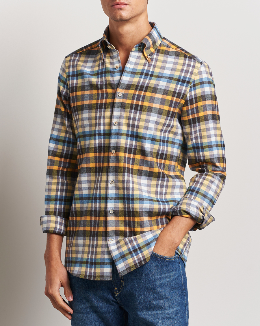 Uomini |  | Stenströms | Slimline Flannel Checked Shirt Multi