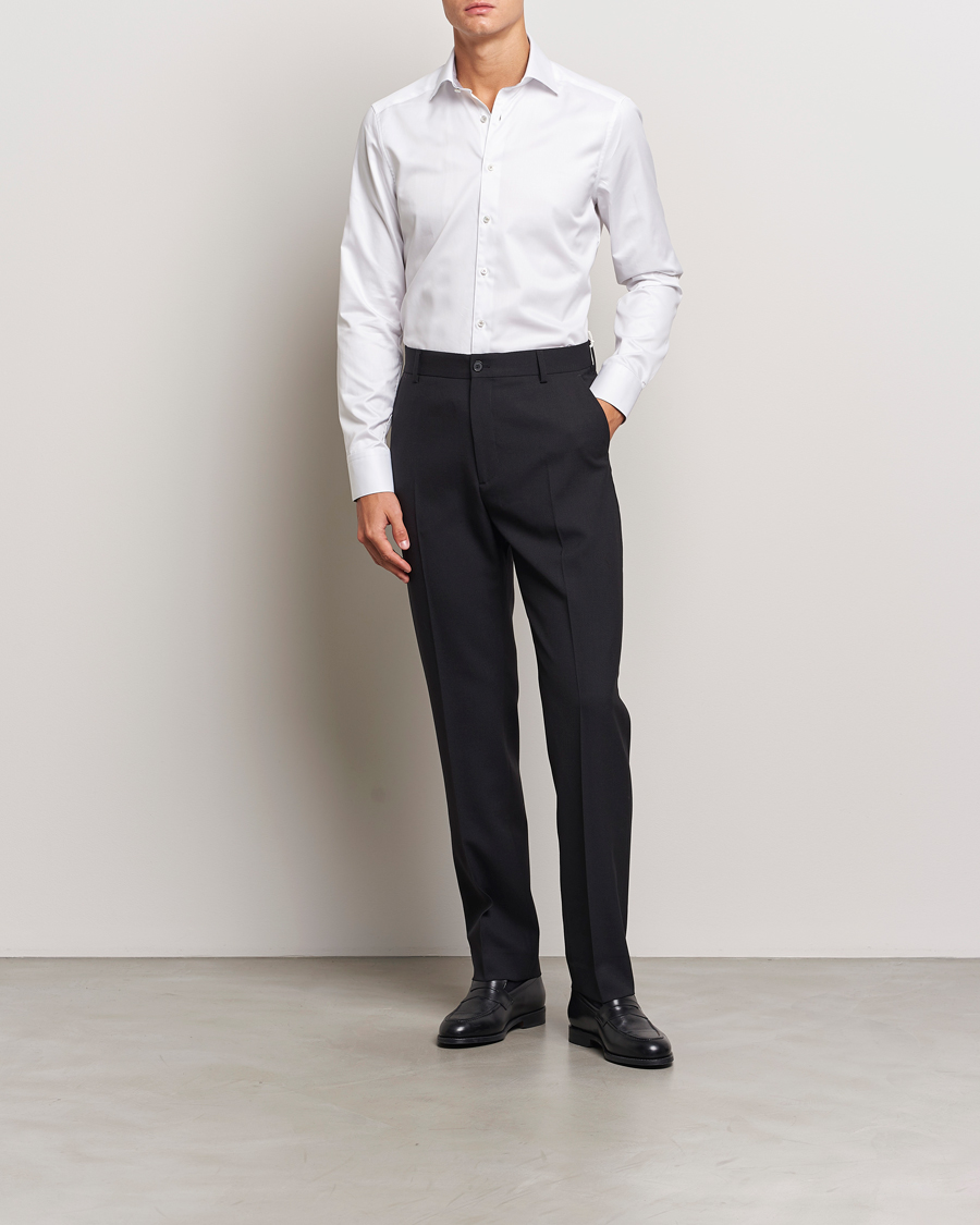 Uomini | Formale | Stenströms | Slimline Contrast Cut Away Shirt White/Grey