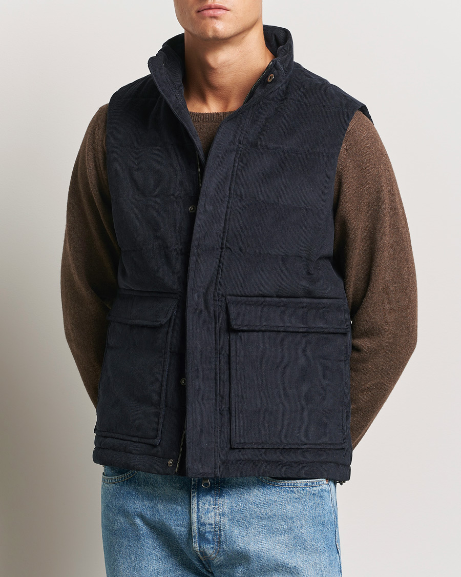 Uomini | Gilet | Stenströms | Pocket Corduroy Vest Navy