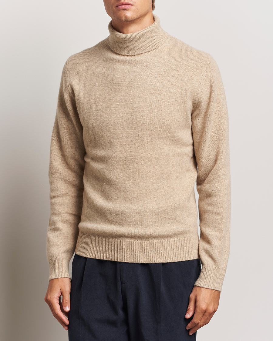 Uomini | Dolcevita | Stenströms | Knitted Yak/Merino Rollneck Beige