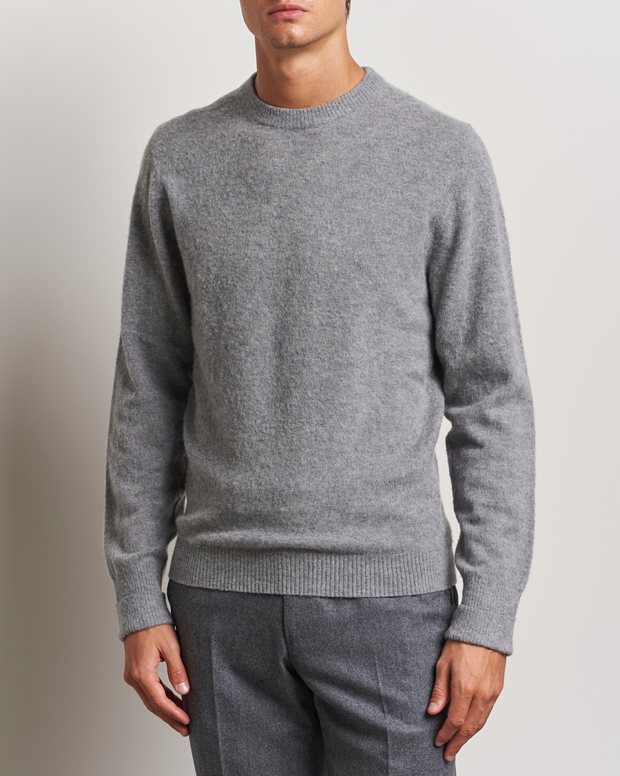 Uomini | Stenströms | Stenströms | Brushed Merino Crew Neck Grey