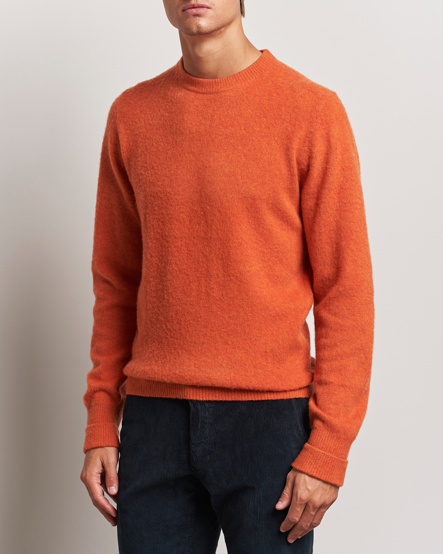 Uomini |  | Stenströms | Brushed Merino Crew Neck Orange