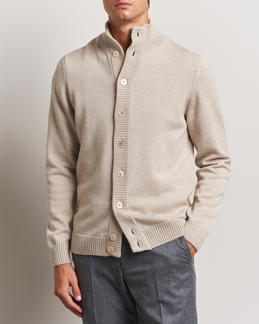 Uomini | Business & Beyond | Stenströms | Chunky Knitted Merino Cardigan Beige