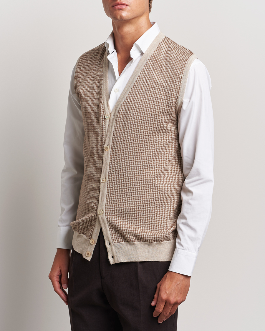 Uomini |  | Stenströms | Pepita Merino Wool Vest Brown