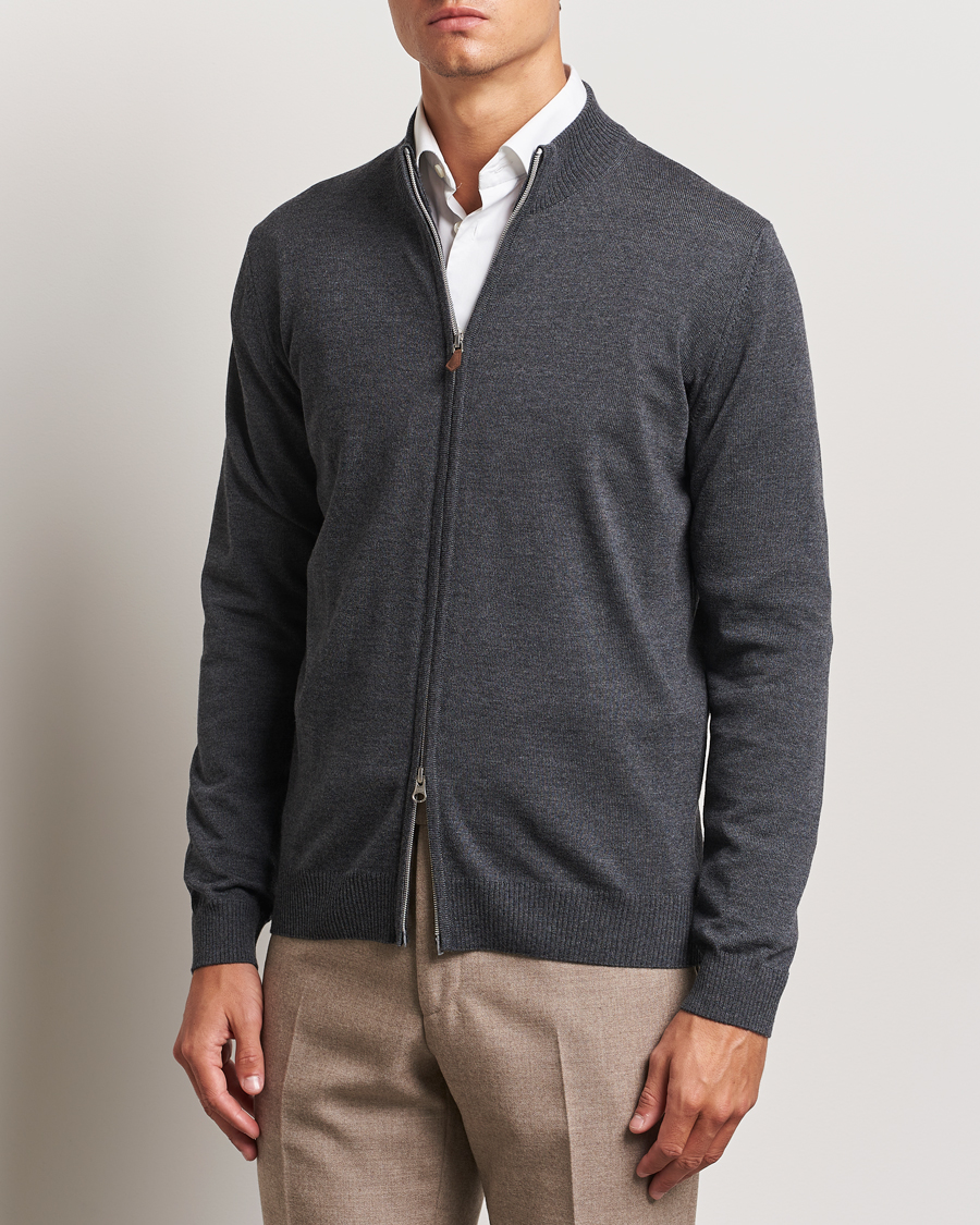 Uomini |  | Stenströms | Merino Full Zip Dark Grey