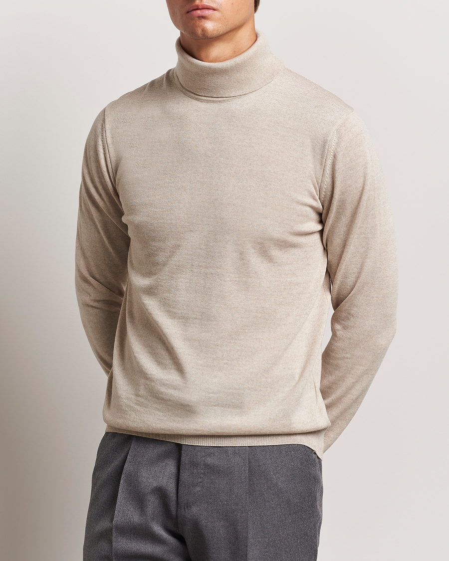 Uomini | Maglieria | Stenströms | Merino Rollneck Beige