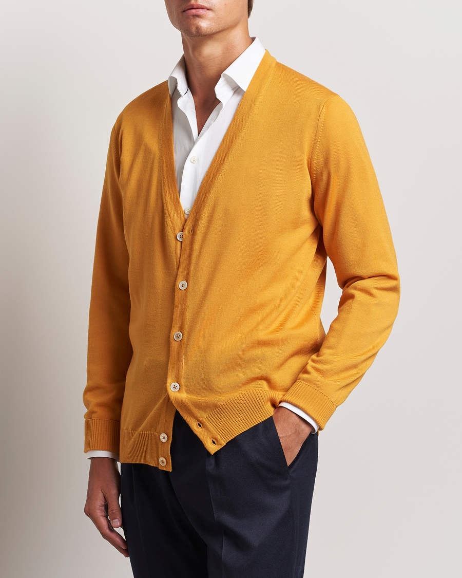 Uomini | Cardigan | Stenströms | Merino Cardigan Yellow