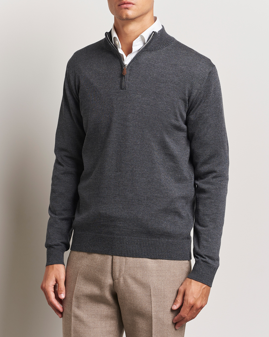 Uomini |  | Stenströms | Merino Half Zip Dark Grey