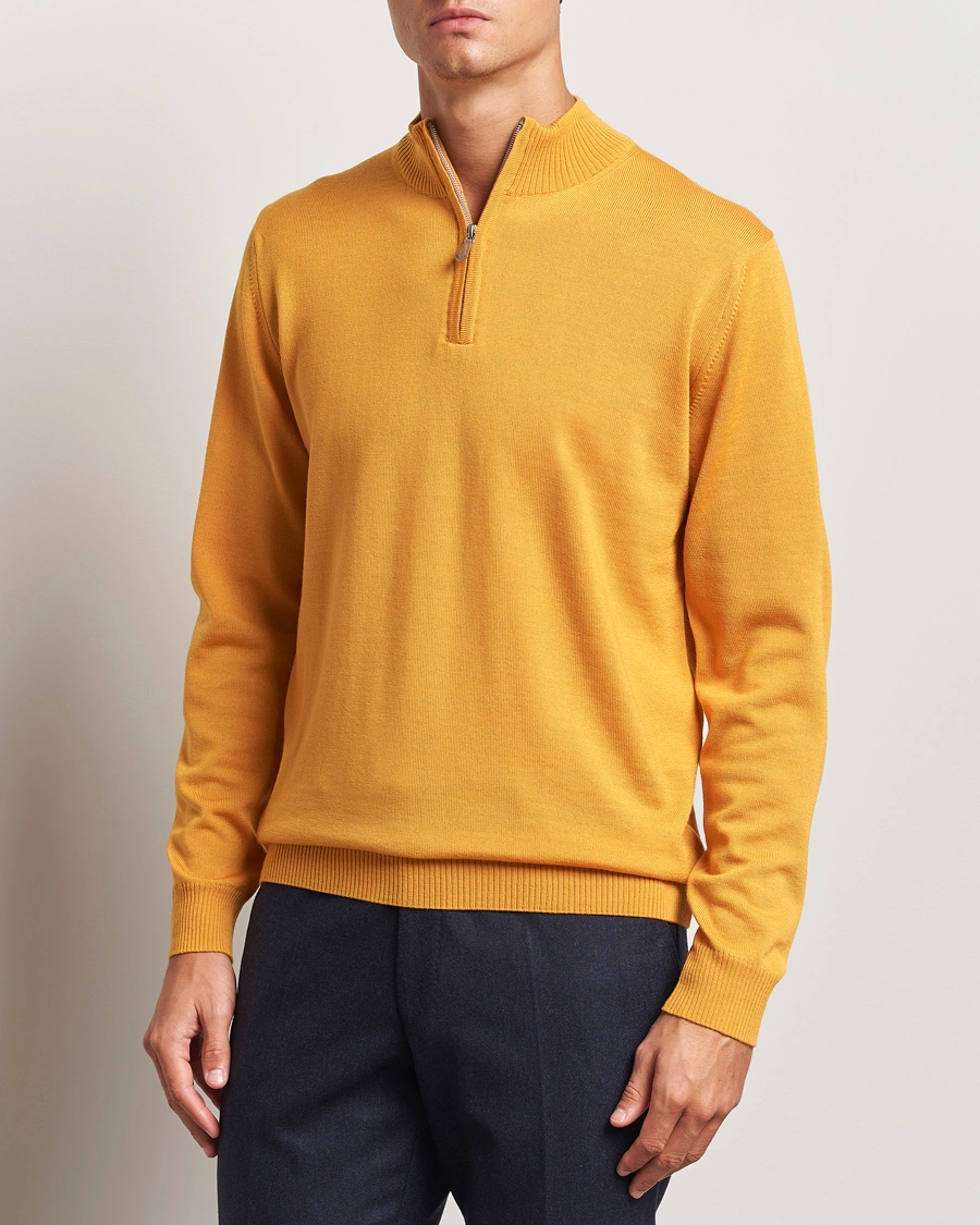 Uomini | Maglieria | Stenströms | Merino Half Zip Yellow