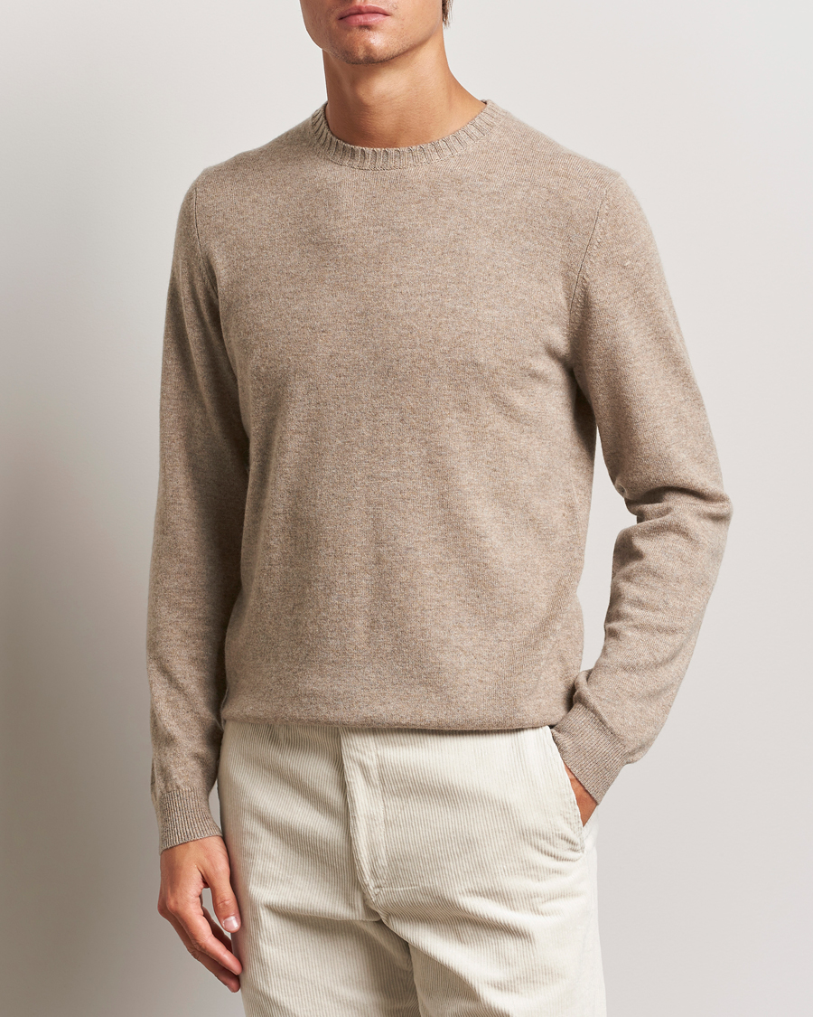 Uomini | Maglie a girocollo | Stenströms | Cashmere Crewneck Beige