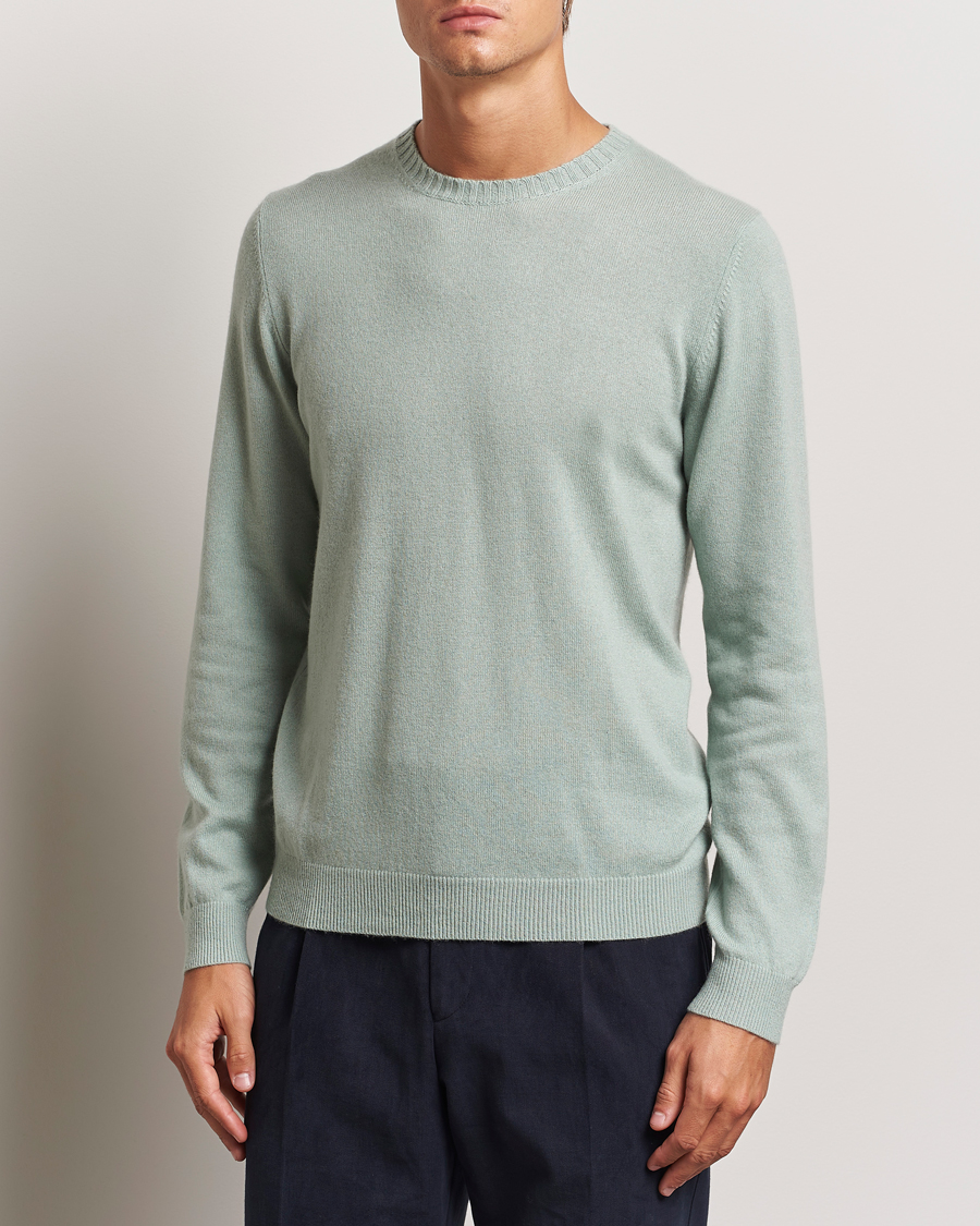 Uomini | Maglioni di cashmere | Stenströms | Cashmere Crewneck Light Green