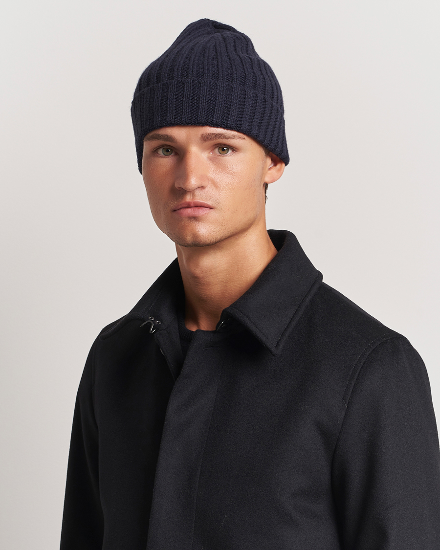 Uomini | Berretti invernali | Stenströms | Ribbed Cotton/Cashmere Hat Navy