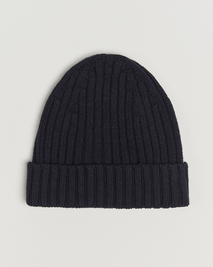 Uomini | Berretti invernali | Stenströms | Ribbed Cotton/Cashmere Hat Navy