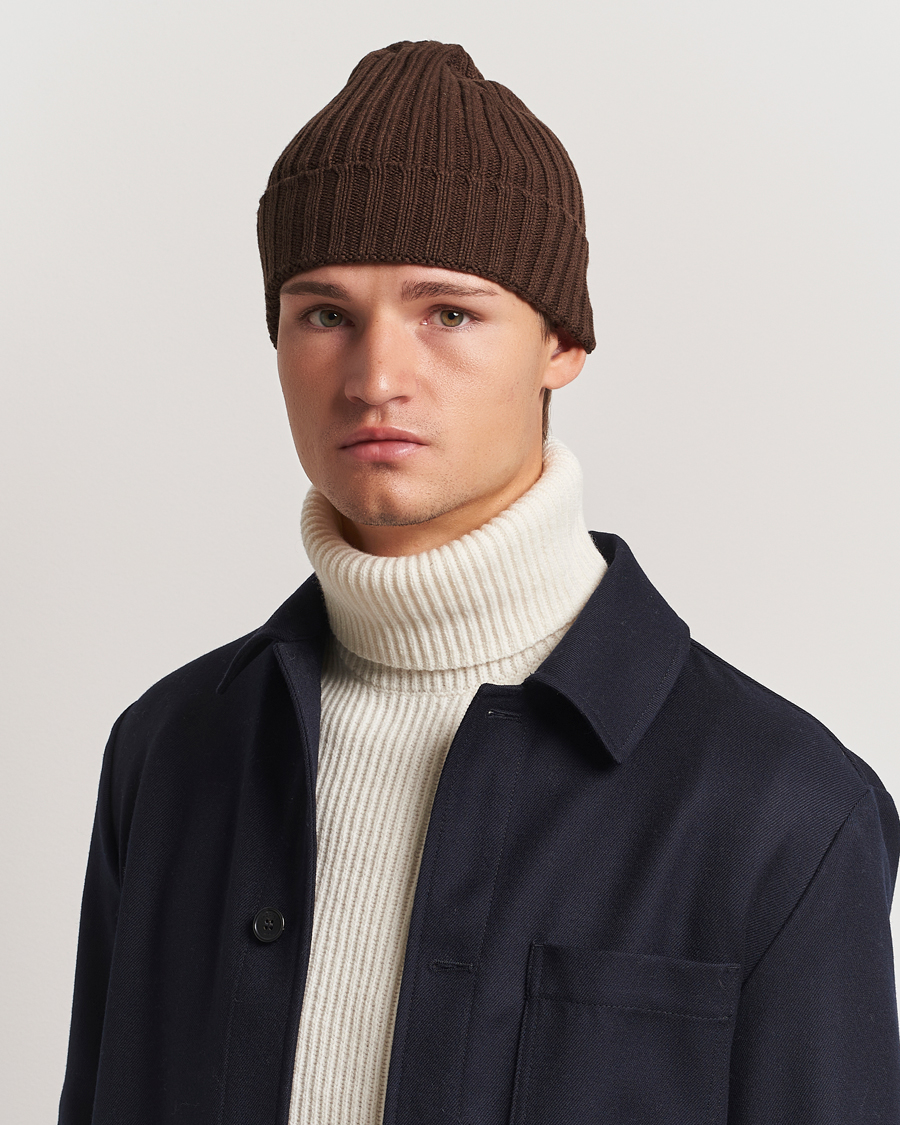 Uomini |  | Stenströms | Ribbed Cotton/Cashmere Hat Brown