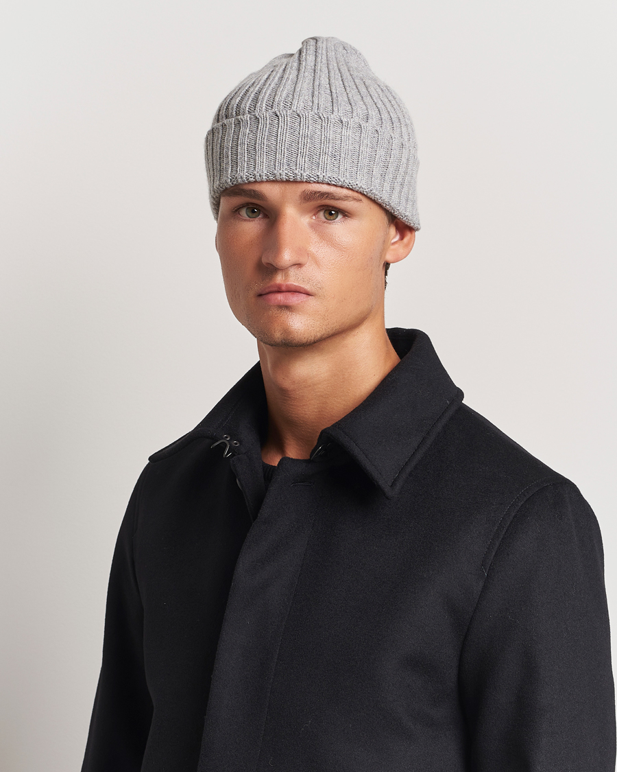 Uomini | Berretti invernali | Stenströms | Ribbed Cotton/Cashmere Hat Grey