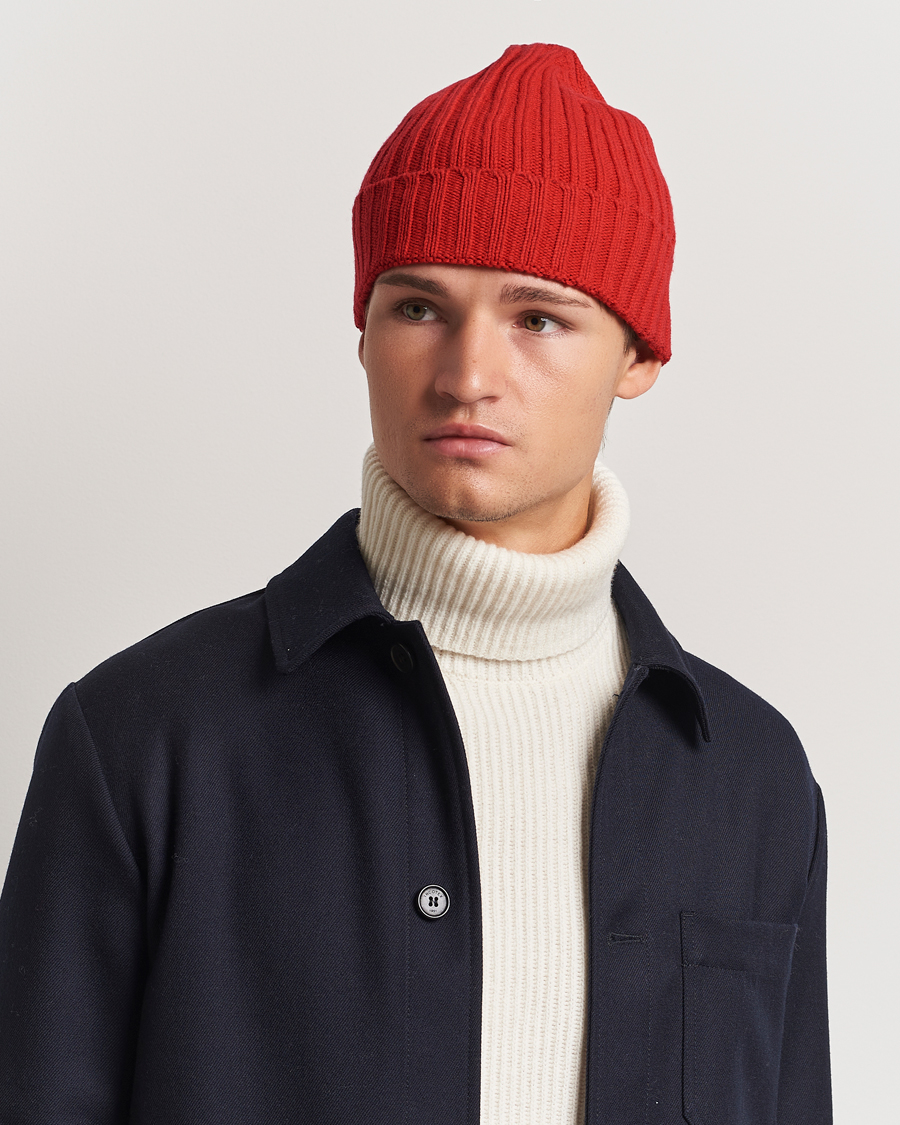 Uomini |  | Stenströms | Ribbed Cotton/Cashmere Hat Red