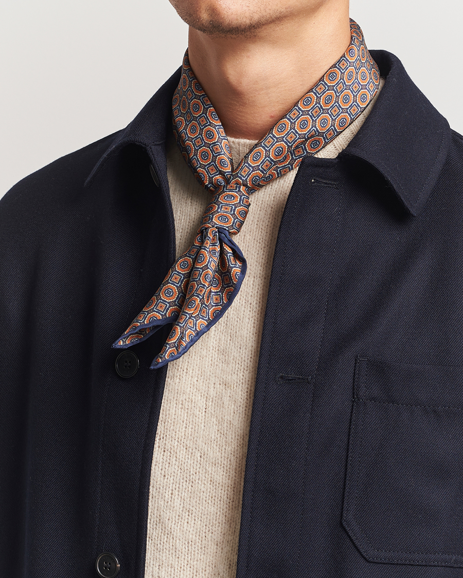 Uomini |  | Stenströms | Silk Printed Scarf Navy