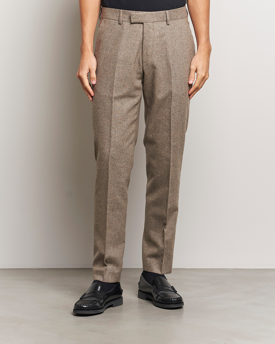 Uomini | Pantaloni da abito | Tiger of Sweden | Tenuta Brushed Wool Trousers Burlywood