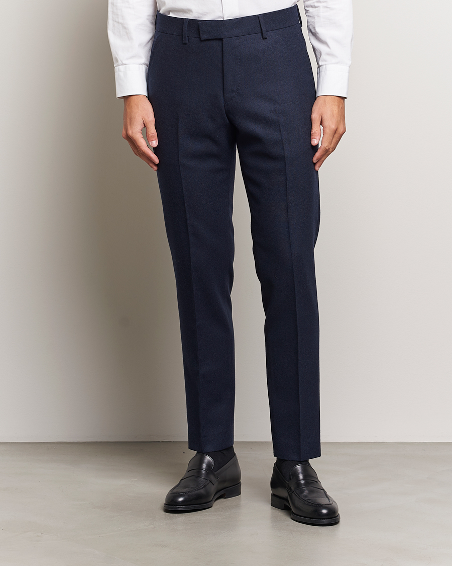 Uomini | Business casual | Tiger of Sweden | Tenuta Brushed Wool Trousers Sea Blue