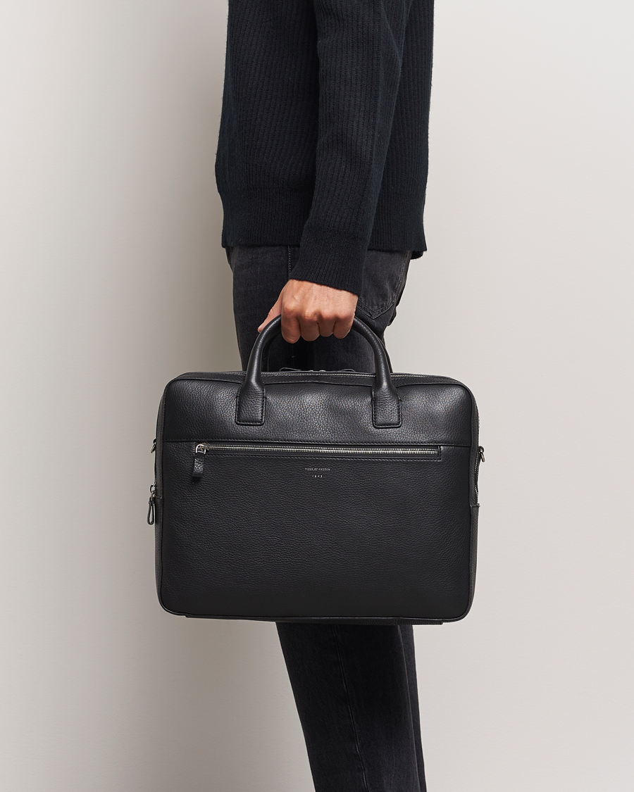 Uomini | Novita' | Tiger of Sweden | Beridare Double Zip Leather Briefcase Black