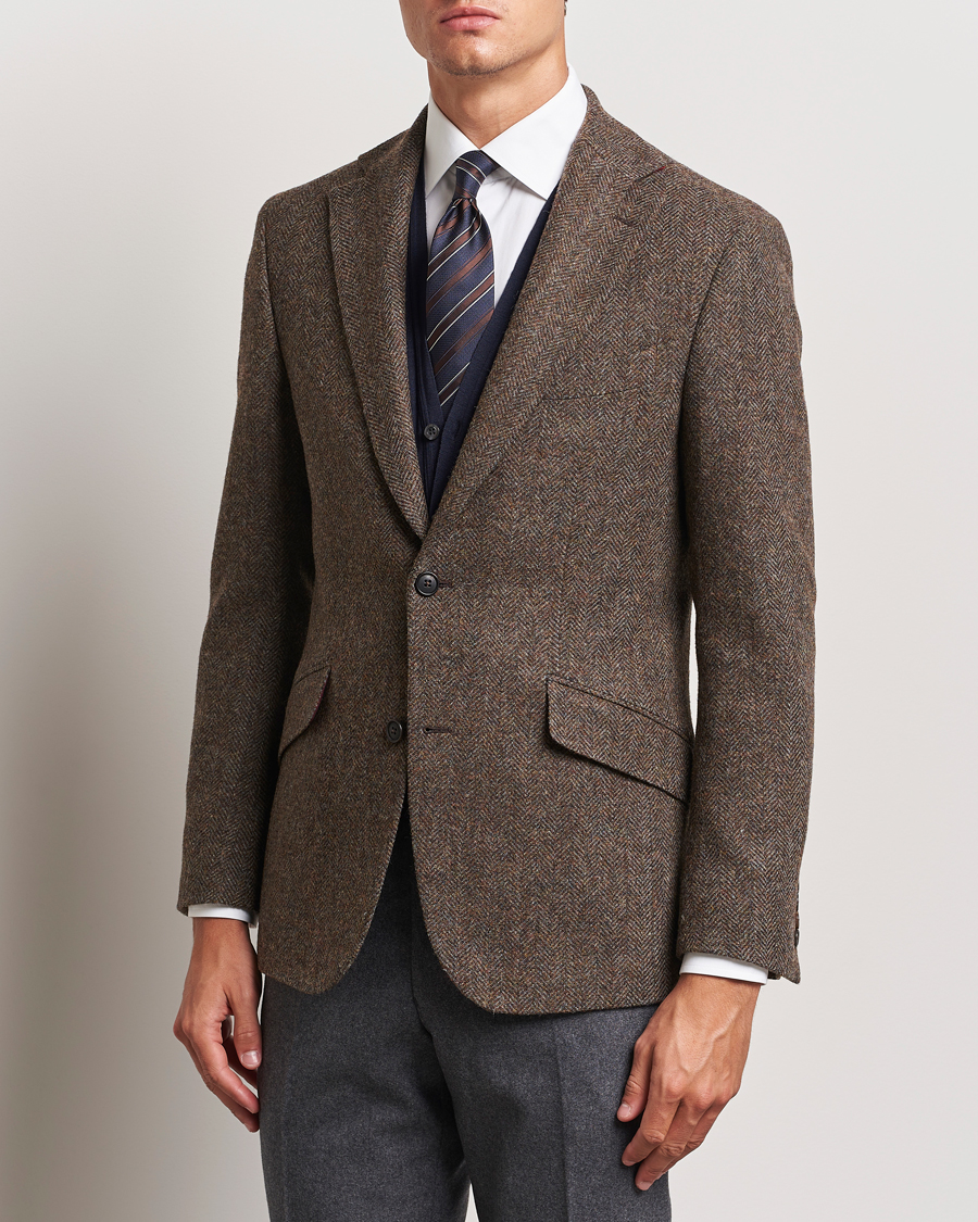 Uomini | Blazer in tweed | Walker Slater | Edward Lambswool Herringbone Blazer Brown