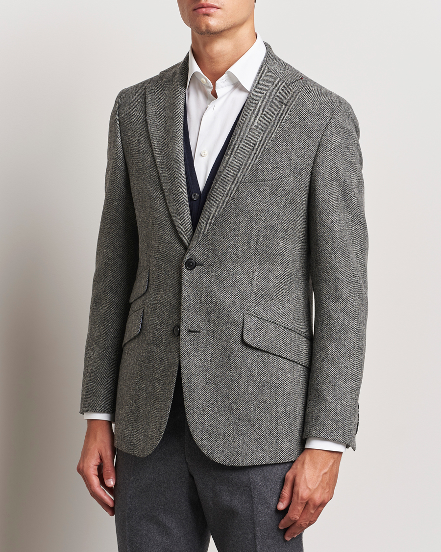 Uomini | Smart casual | Walker Slater | Edward Lambswool Herringbone Blazer Dark Grey